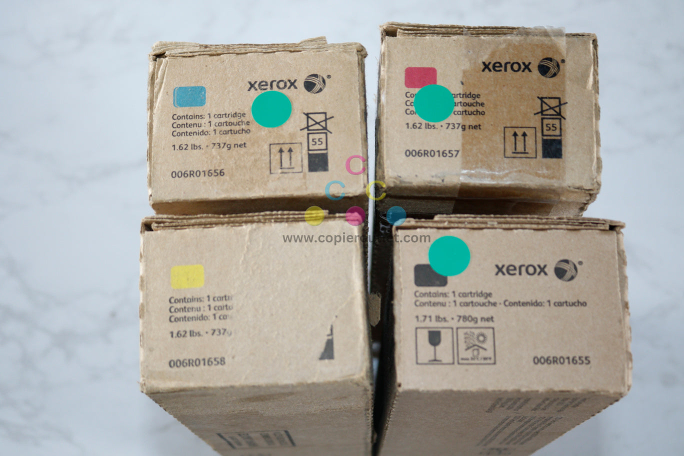 New Genuine Xerox Color C60,C70 CMYK Toner Set 006R01655,6R01656,6R01657,6R01658