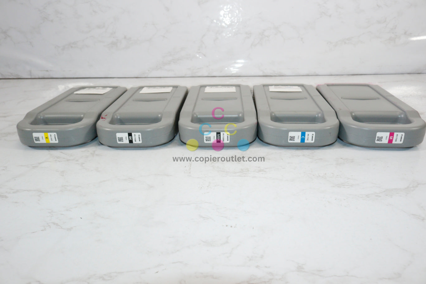 5 Used Canon iPROGRAF TX-2000,TX-3000,TX-4000 PFI-710 C,M,Y,BK,MBK Ink (700ml)