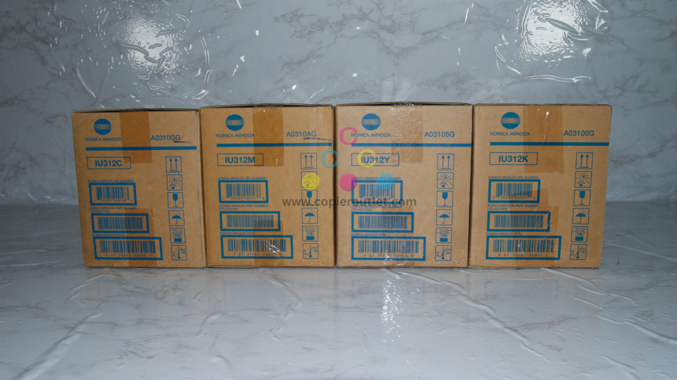 4 New Genuine Konica Minolta bizhub C20, C30 Series IU312 CMYK Imaging Units