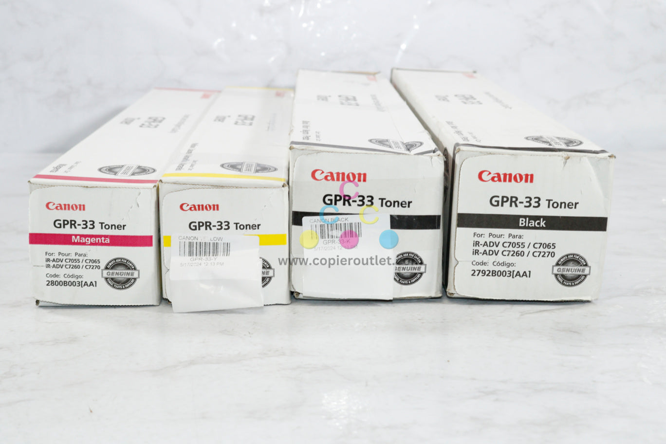 4 Cosmetic OEM Canon iRUNNER C7055,C7065,C7260,C7270 GPR-33 MYKK Toner Carts