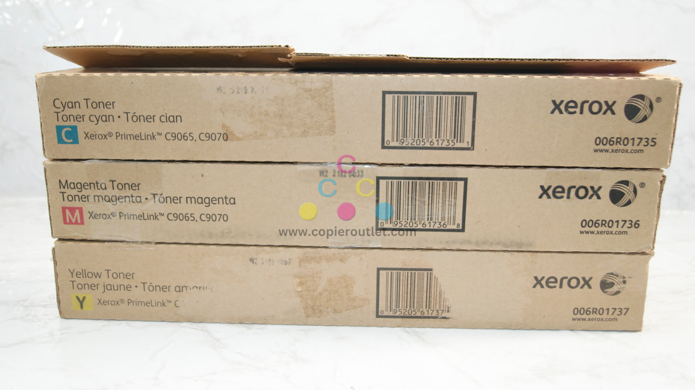 3 Open Genuine Xerox PrimeLink C9065, C9070 CMY 006R01735,36,37