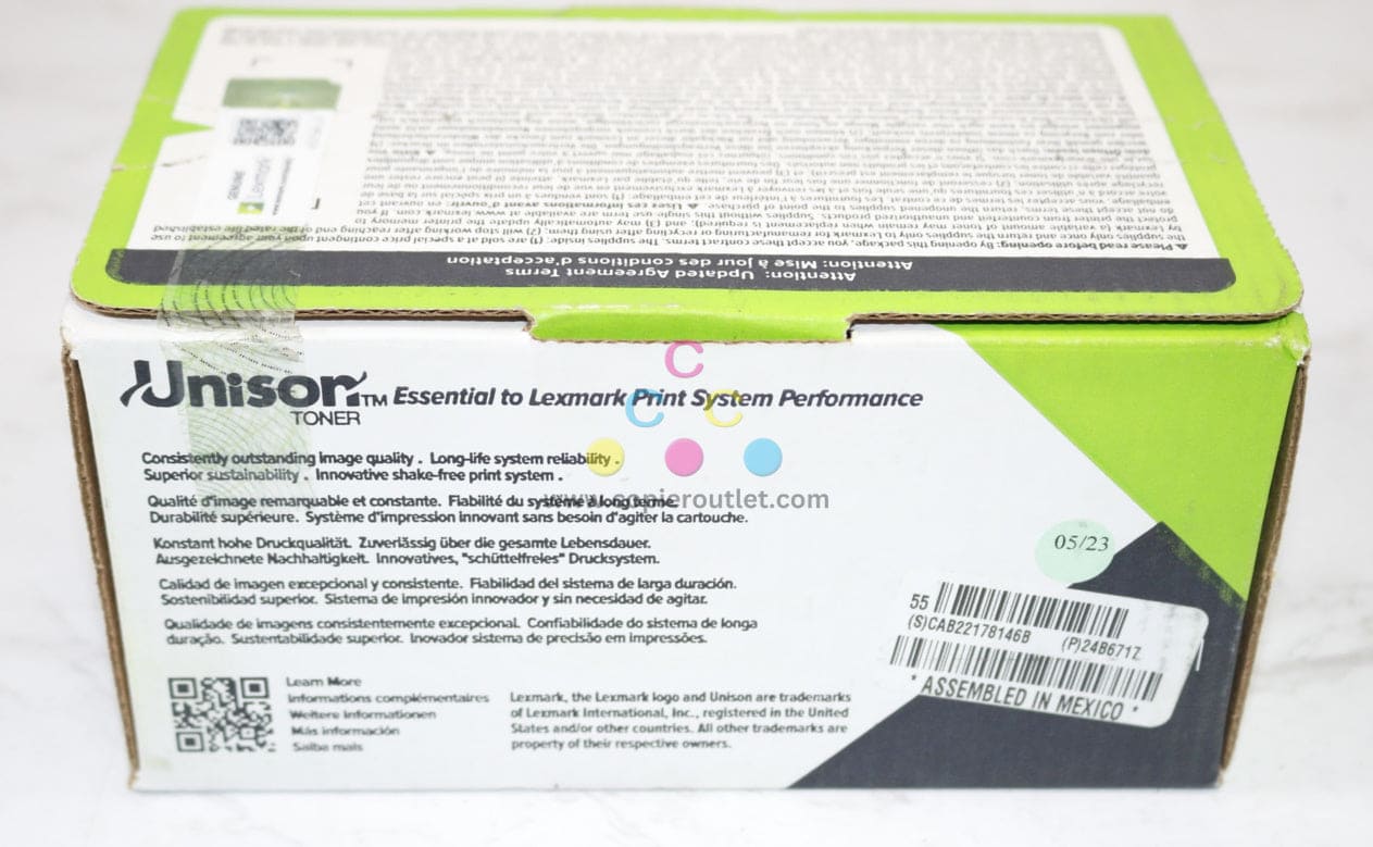 New Open OEM Lexmark XC4140,XC4143,XC4150,XC4153 Cyan High Yield Toner 24B6717