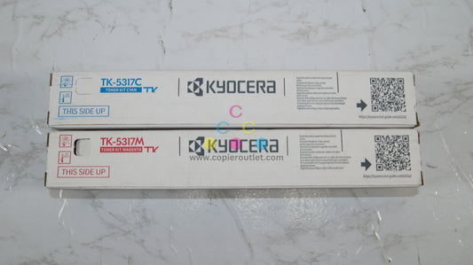 2 New OEM Kyocera TASKalfa 408ci,508ci TK-5317 Cyan & Magenta Toners