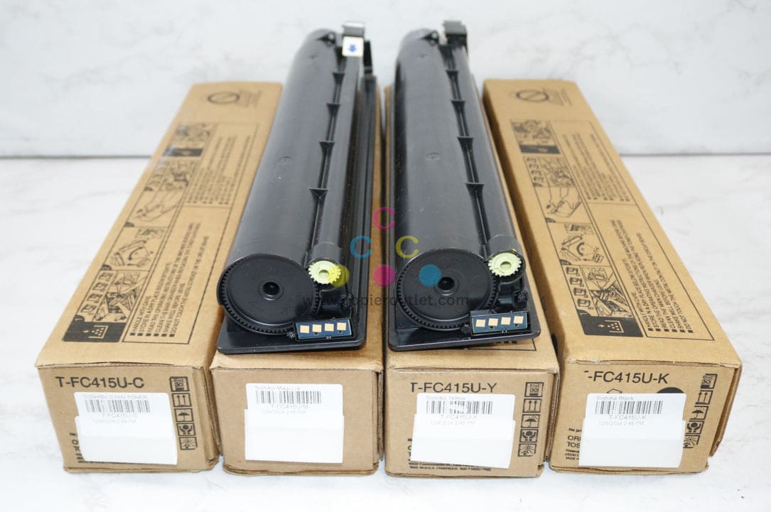 4 OEM Toshiba eSTUDIO2515AC,5015AC T-FC415U CMYK Toners (Open Mag & Yellow)