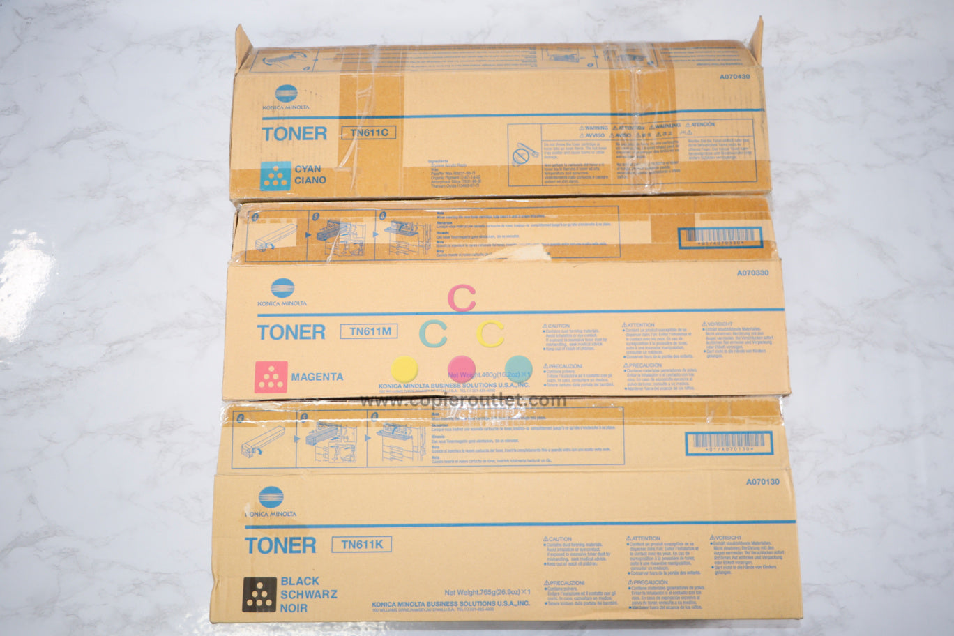 Open Box OEM Konica Minolta Bizhub C451 CMK Toner Set TN611C,TN611M,TN611K