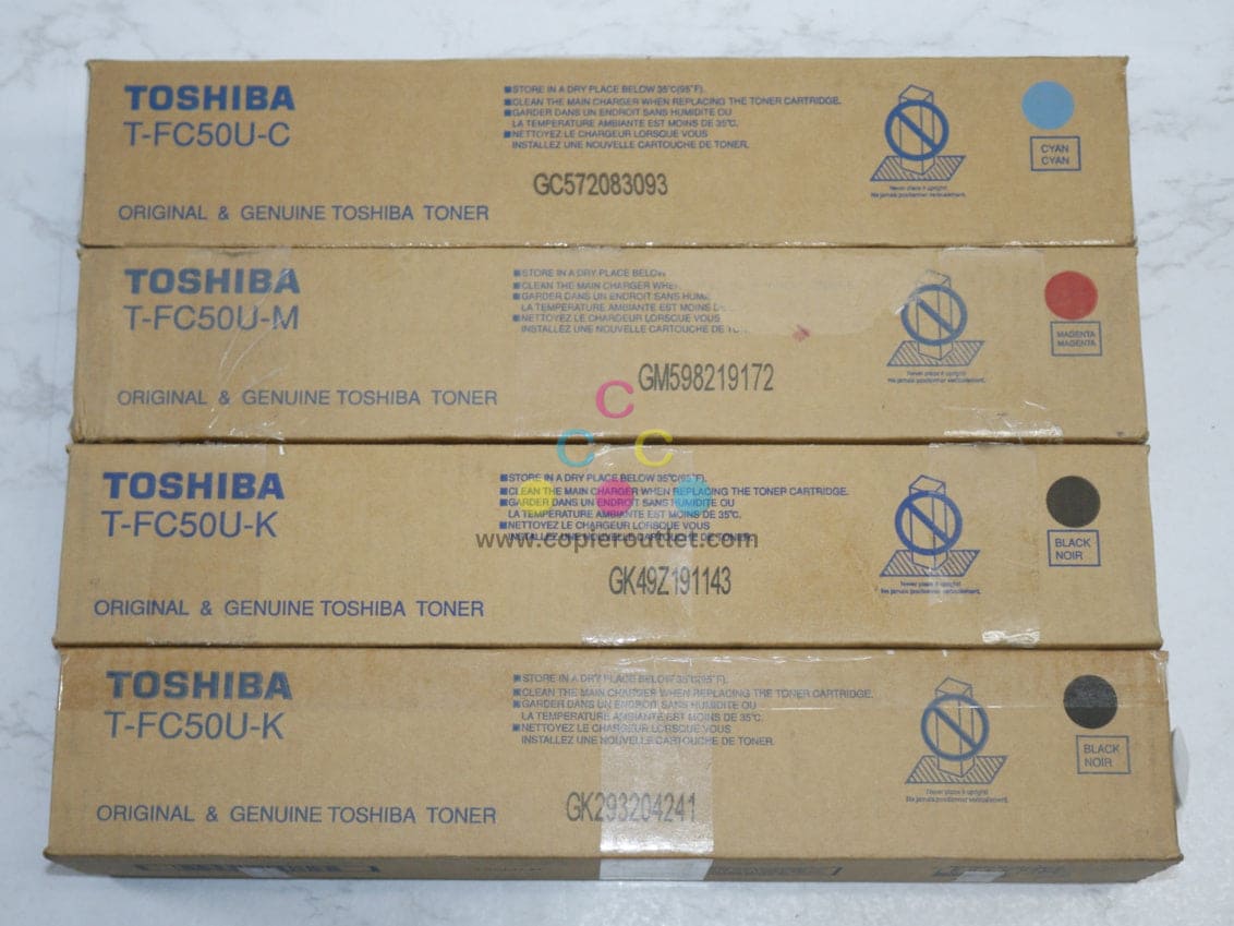4 OEM Toshiba e-STUDIO 2555C,3055C,5055C,5055CG T-FC50U CMKK Toners (No Yel)