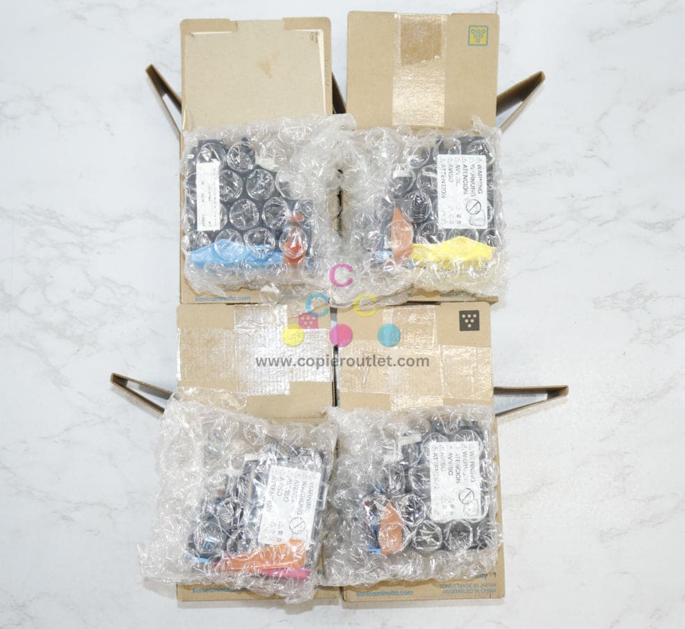 4 New Open OEM Konica Minolta Bizhub C25 TNP27 CMYK Toners Same Day Shipping