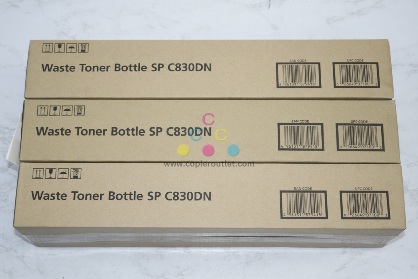 3 New OEM Ricoh Lanier Savin SP C830DN Waste Toner Containers 407100, M897-07