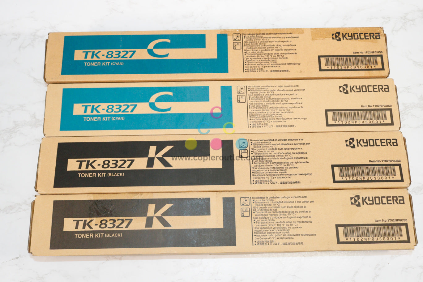 OEM Kyocera TASKalfa 2551ci TK-8327C Cyan(x2), TK-8327K Black(x2) Toner Cartridges