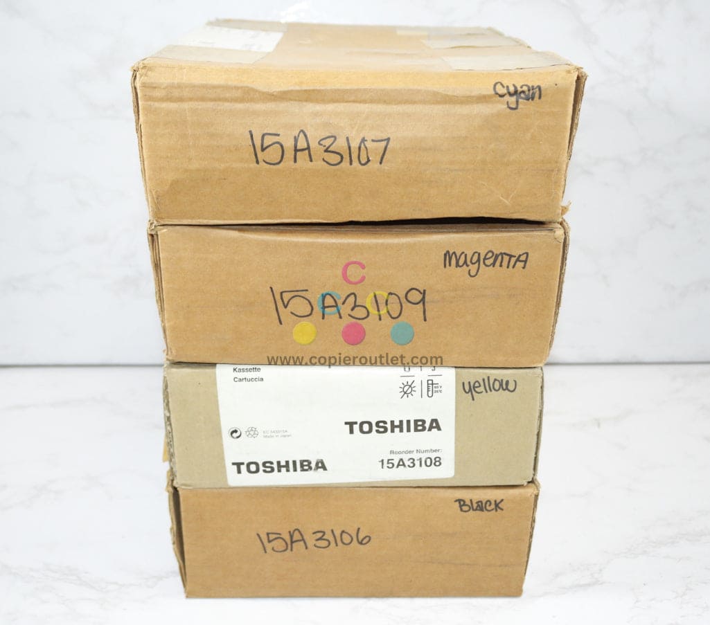 4 OEM Toshiba e-Studio 6CP CMYK 15A3106,15A3107,15A3108,15A3109 Same Day Ship
