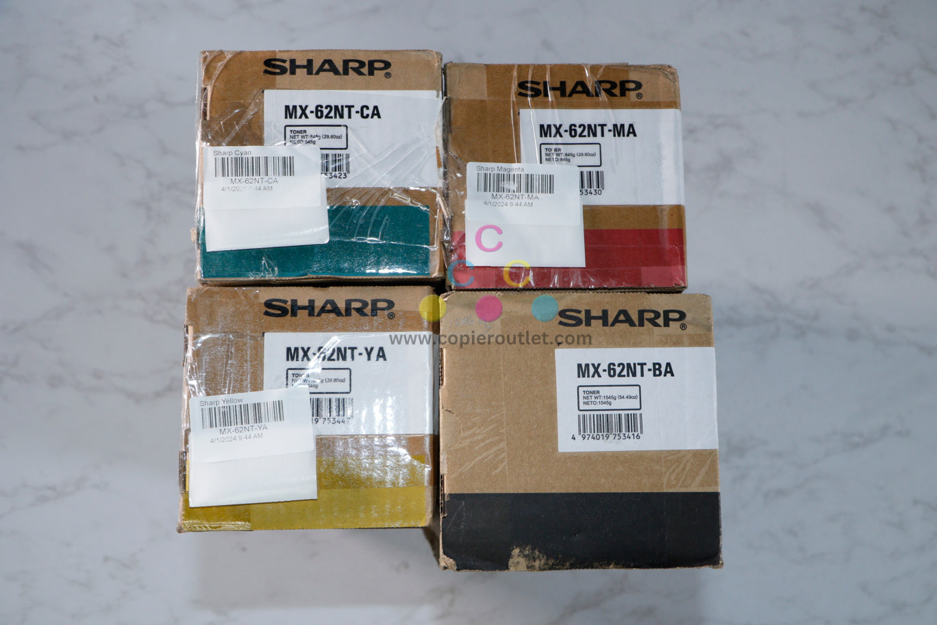 Cosmetic Genuine Sharp MX-62NT CMYK Toner Set For MX-6240N 6500N 6580N 7040N 7090N 7500N