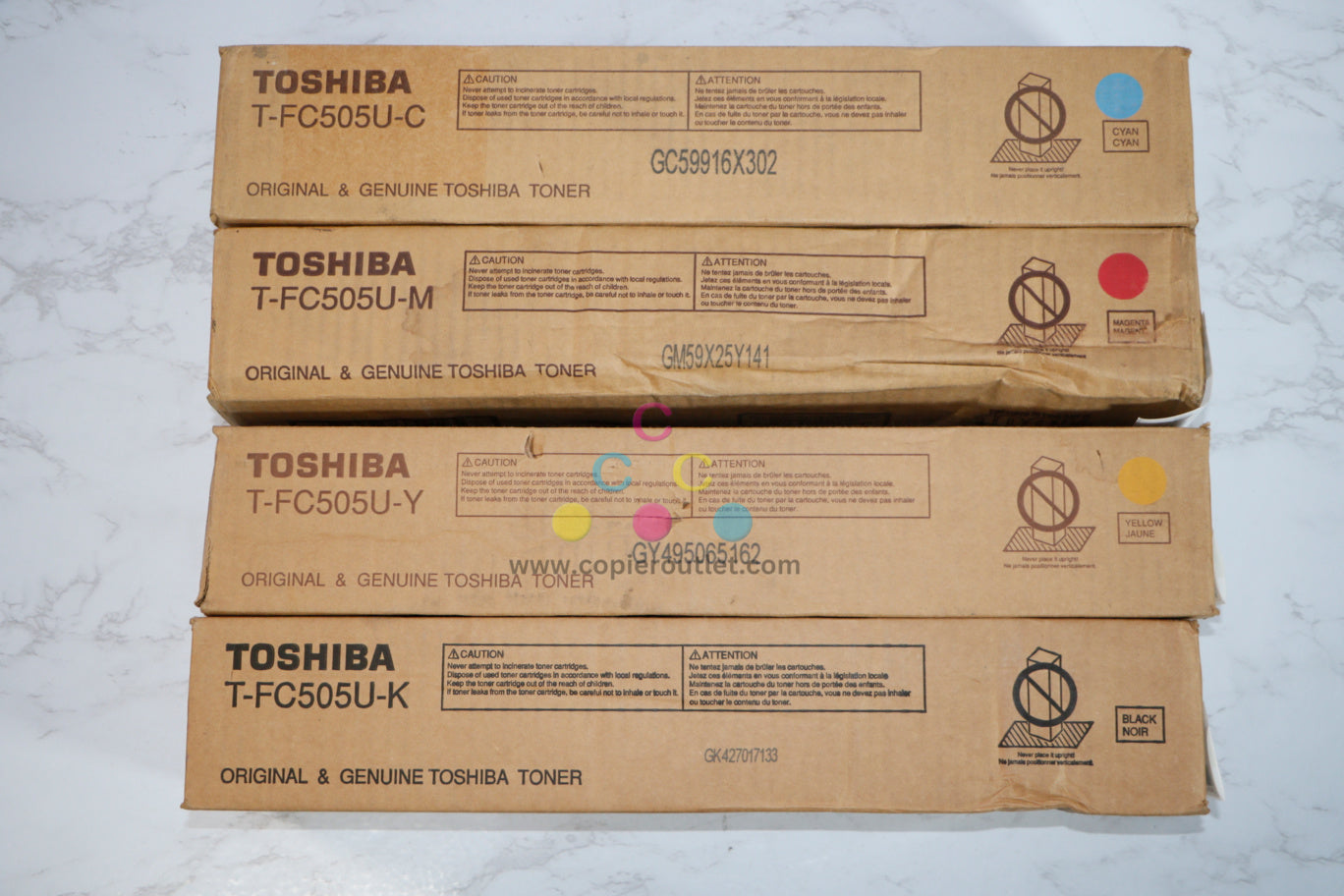 Cosmetic OEM Toshiba eStudio 2505AC,3005AC,5005AC CMYK Toner Set T-FC505U-C,M,Y,K