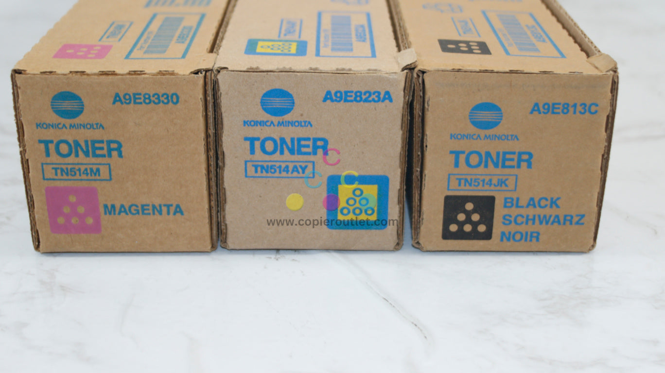 3 OEM Konica Minolta BH C458,C558,C658 TN514M,TN514AY,TN514JK Toners