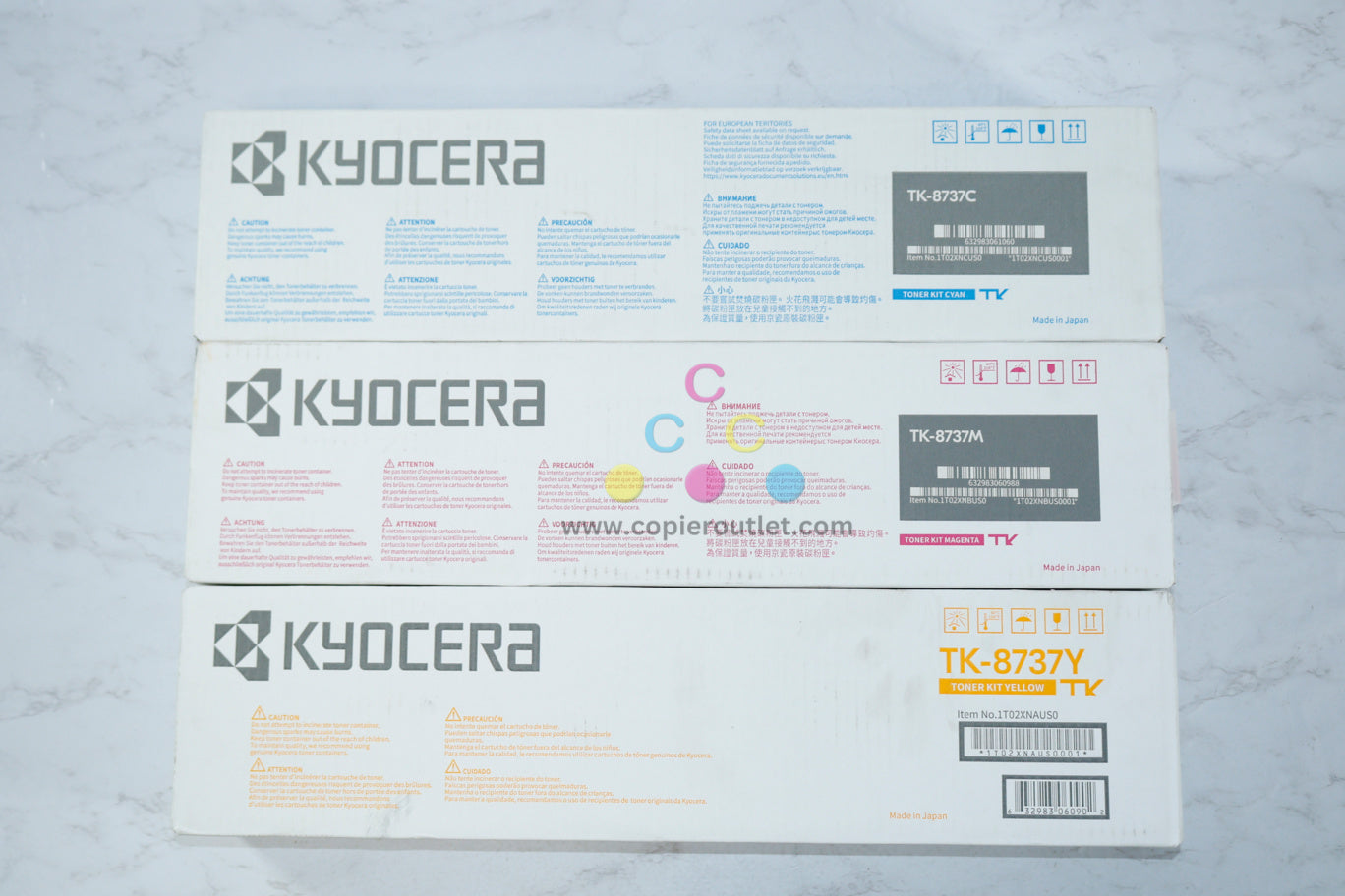 3 Cosmetic OEM Kyocera TASKalfa7052ci, 7353ci, 8052ci, 8353ci TK-8737 CMY Toners