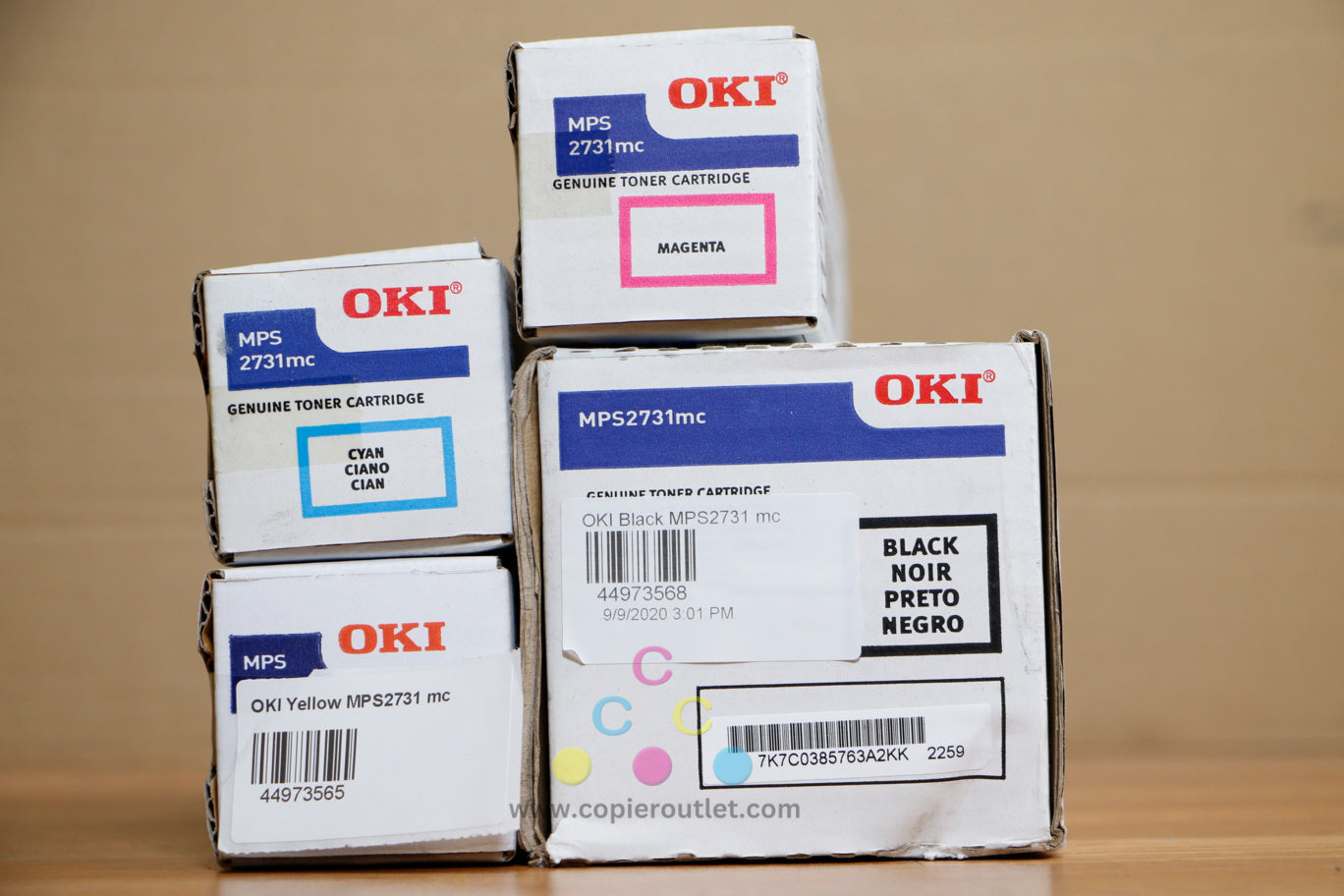 Genuine OKI CMYK Toner Cartridges Color MFPs Okidata MPS2731mc Same Day Shipping