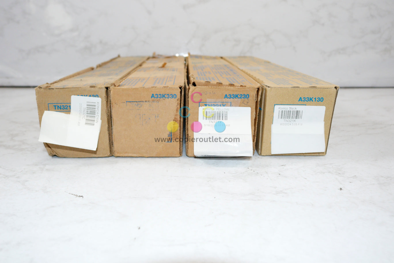 4 Cosmetic OEM Konica Minolta C224,C364,C284 TN321 CMYK Toners Same Day Ship