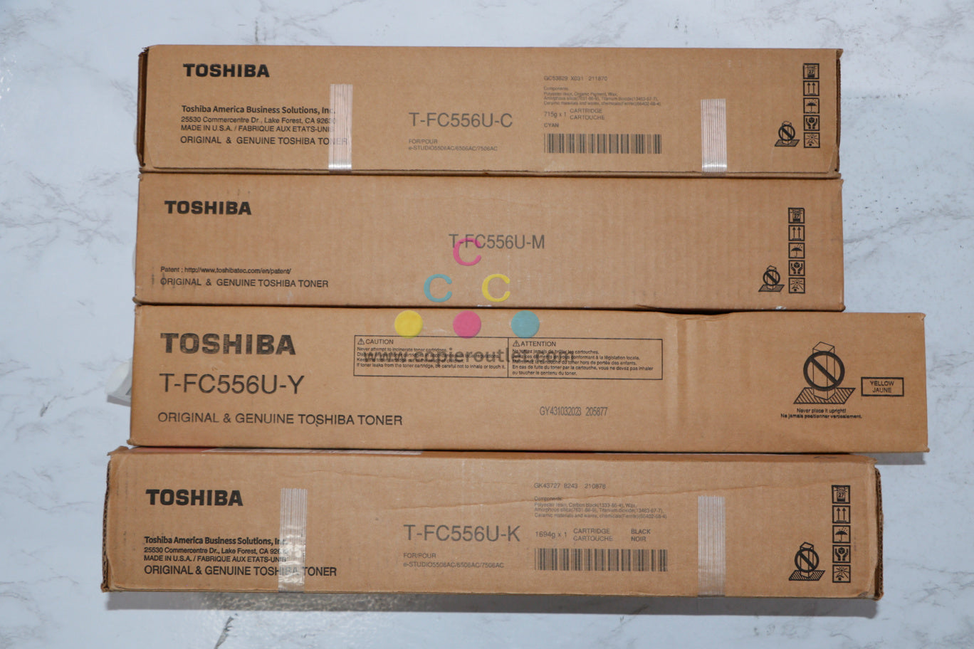 4 New OEM Toshiba eSTUDIO 5506AC,5508AC,6506AC,7506AC CMYK Toners T-FC556U