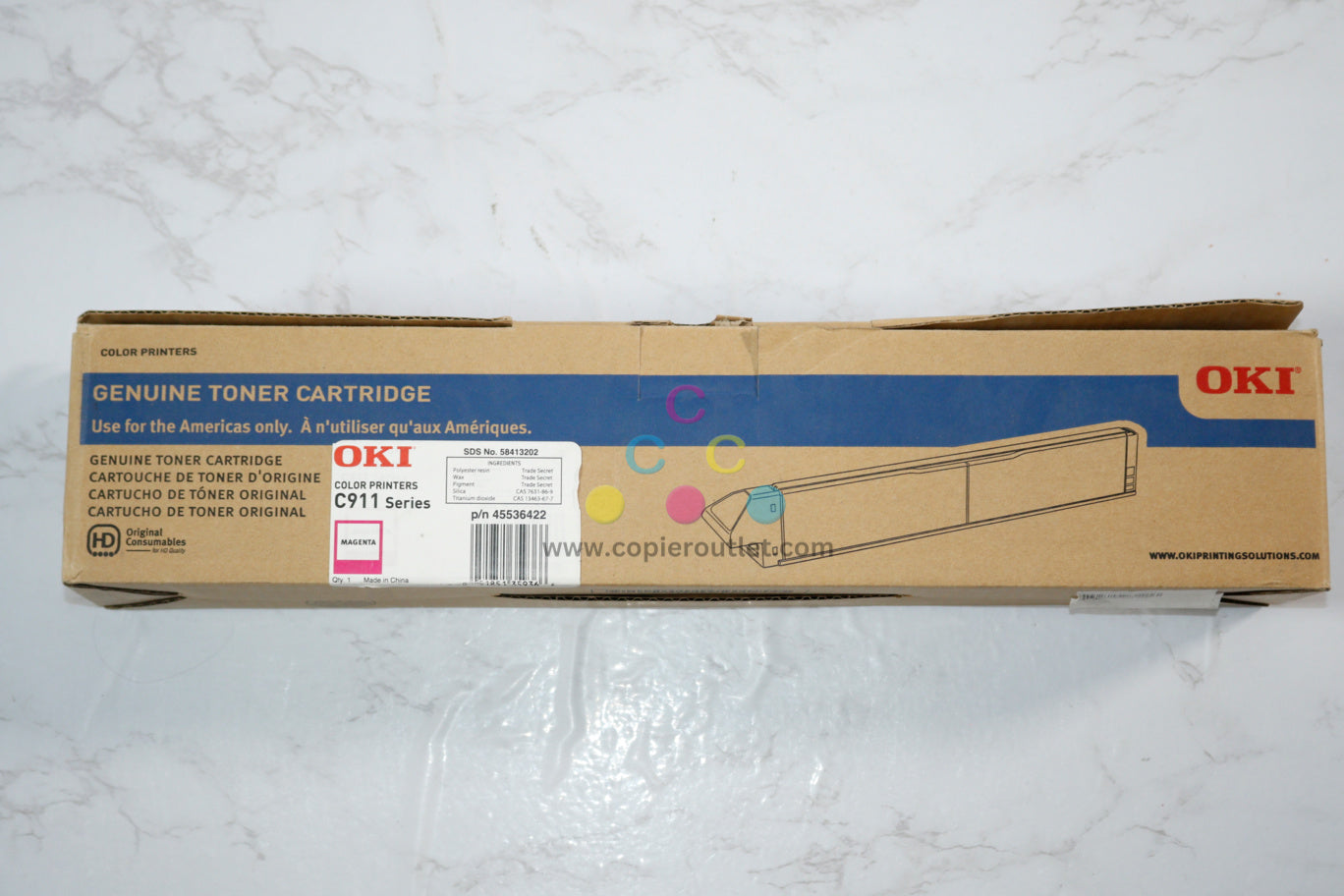 Slightly Used OEM OKI C911dn, Magenta Toner Cartridge 45536422 (Actual Weight: 2.1LB)