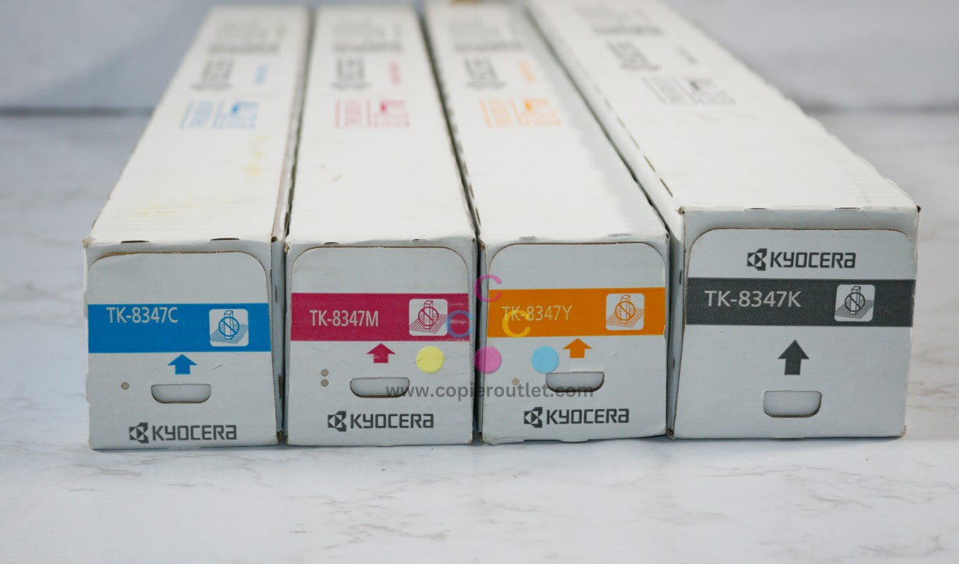 4 OEM Kyocera TASKalfa 2552ci, 2553ci TK-8347 CMYK Toners (Open Box Yellow)