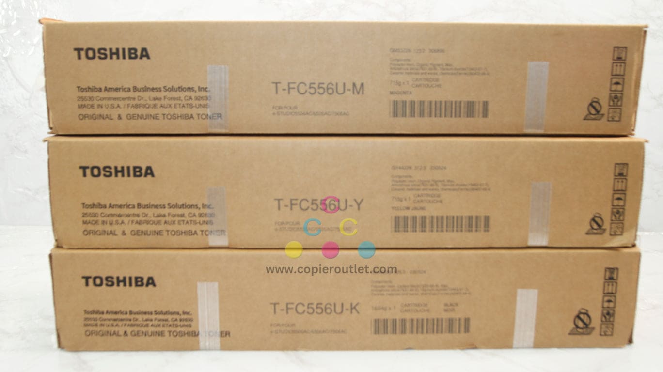 3 New OEM Toshiba eSTUDIO 5506, 5606, 6506, 7506 MYK Toner Cartridges T-FC556U