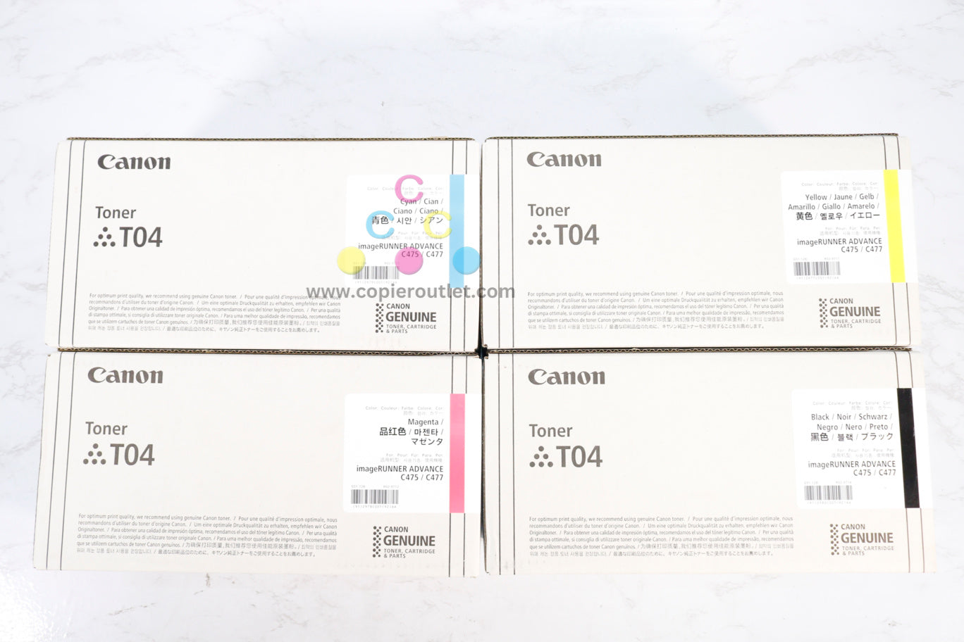 Lot Of 4 OEM Canon imageRunner C475,C477,C478,C568 T04 CMYK Toners