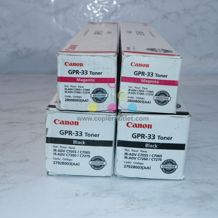 4 Cosmetic OEM Canon imageRUNNER C7055,C7065,C7260,C7270 MMKK GPR-33 Toners