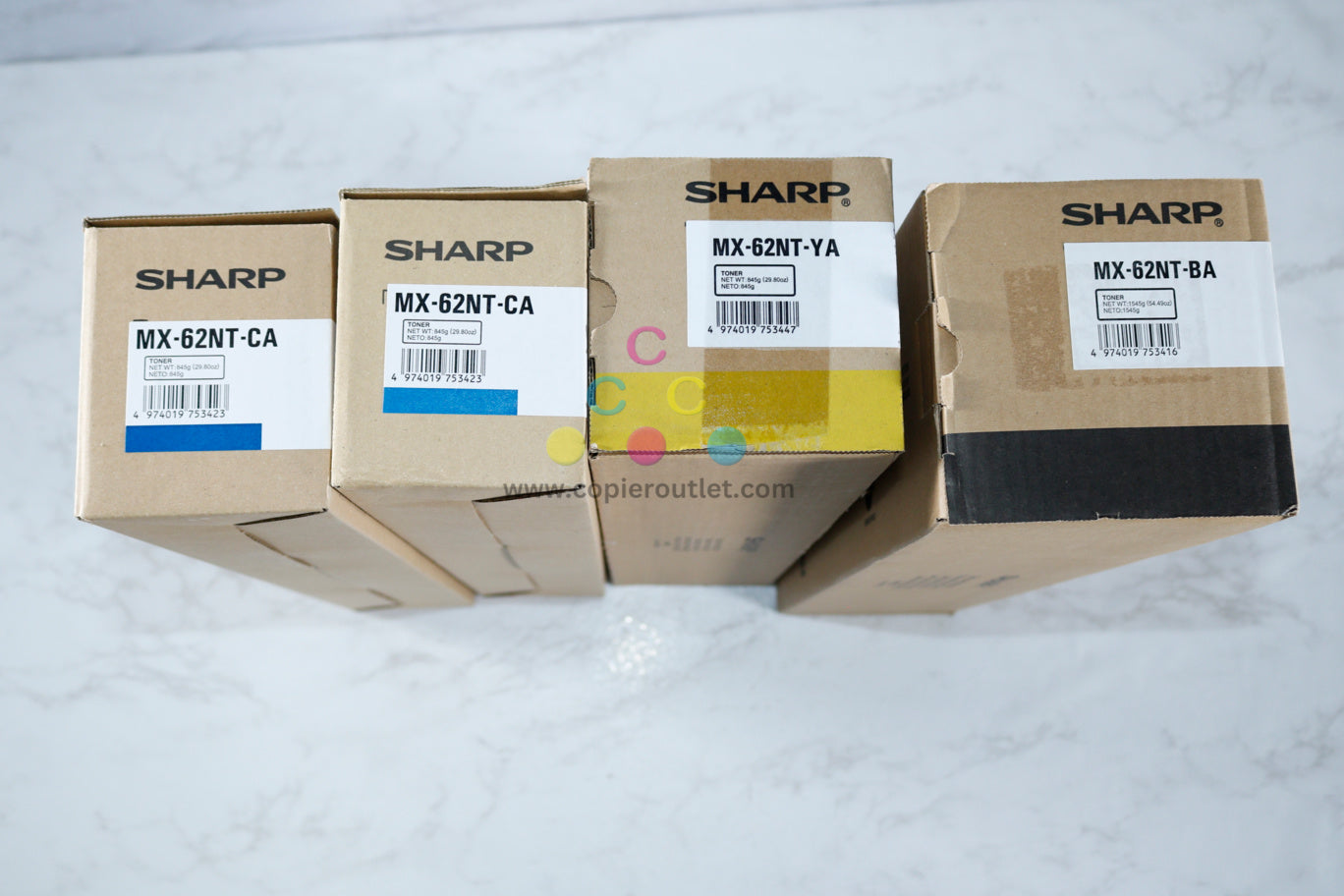 4 New OEM Sharp MX-6240N,6500N,580N,7040N,7090N,7500N MX-62NT CCYK Toners