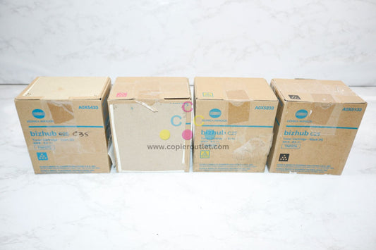 4 New Open OEM Konica Minolta Bizhub C25 TNP27 CMYK Toners Same Day Shipping