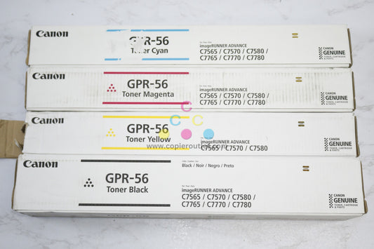 4 OEM Canon iR ADVANCE C7565i,C7570i,C7580i GPR-56 CMYK Toners (Open Yellow)
