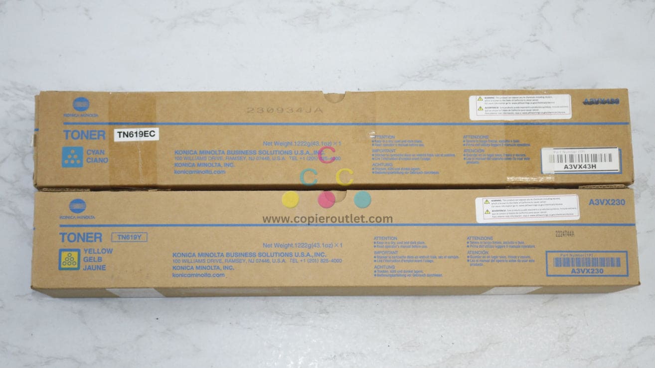 2 OEM Konica AccurioPress C2060,C2070,C3080,C4070 TN619EC, TN619Y Toners