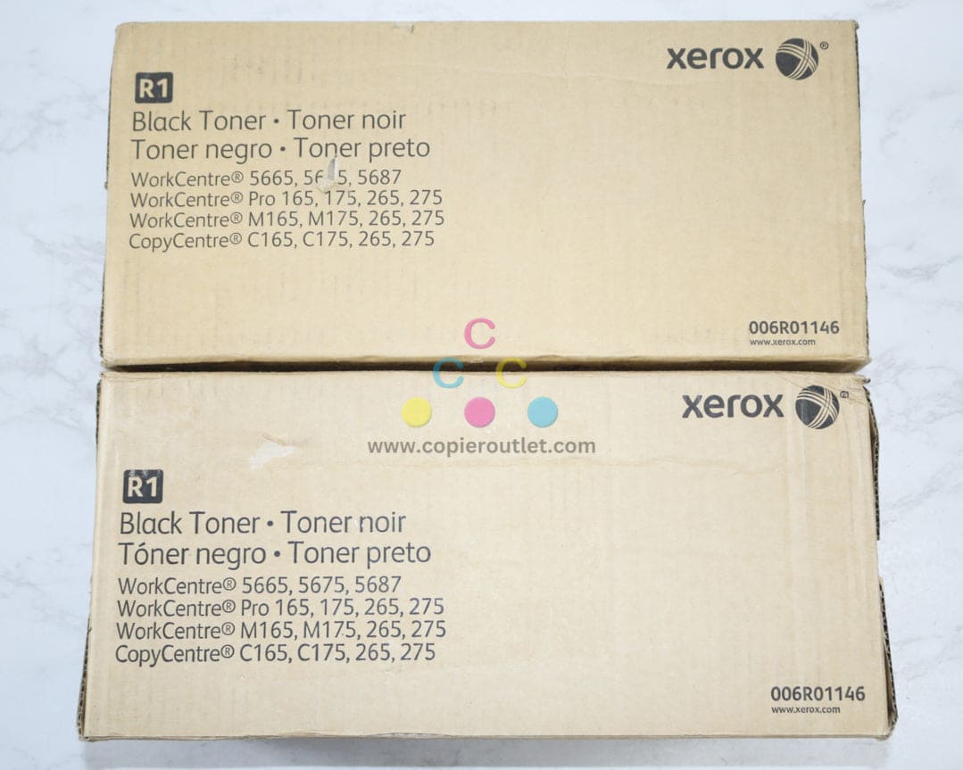 2 Cosmetic OEM Xerox WorkCentre 265,C165,C175 Black Toner Cartridges 006R01146
