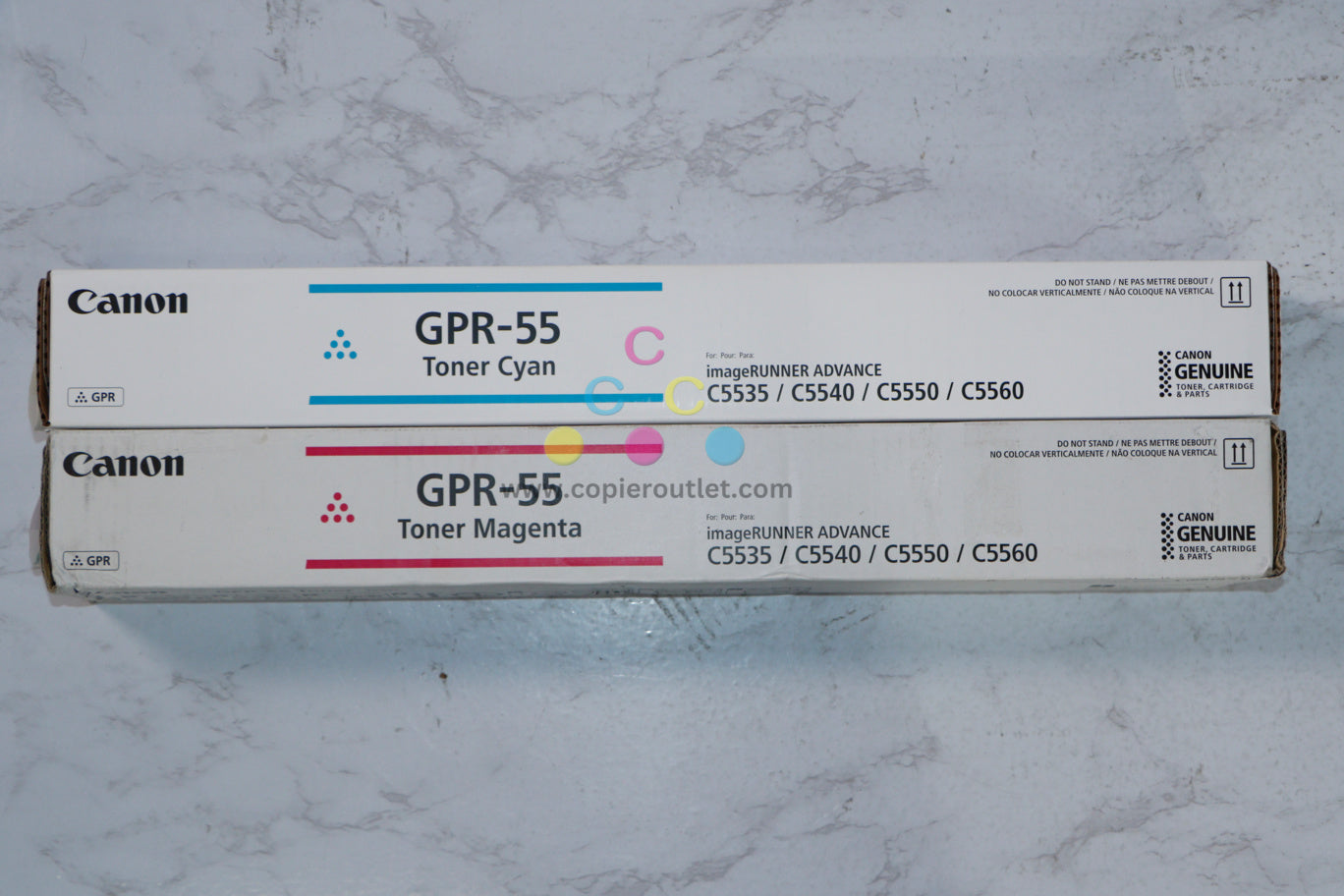 2 New OEM Canon iR-ADV C5535,C5540,C5550,C5560 GPR-55 Cyan & Magenta Toners