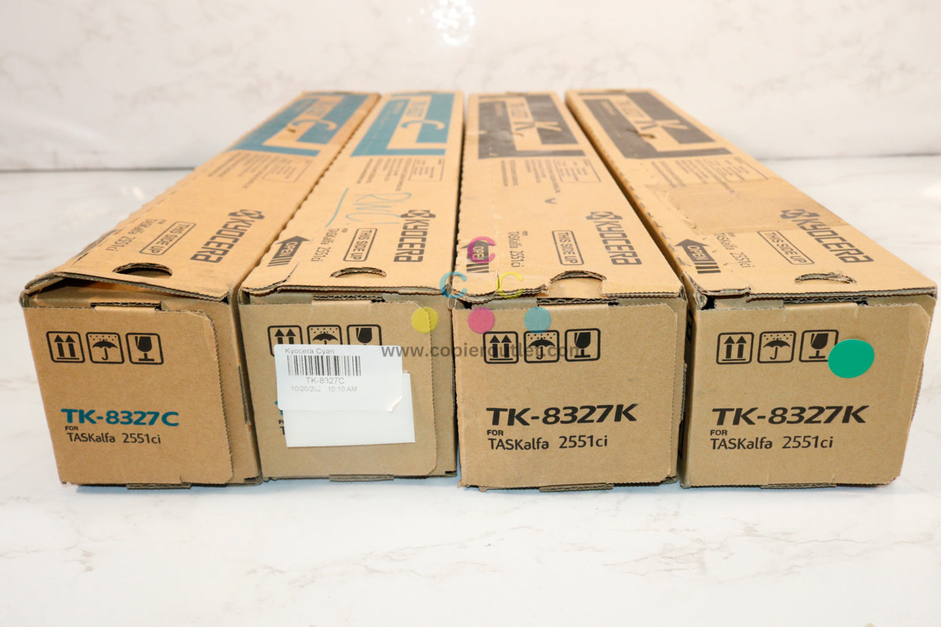 OEM Kyocera TASKalfa 2551ci TK-8327C Cyan(x2), TK-8327K Black(x2) Toner Cartridges