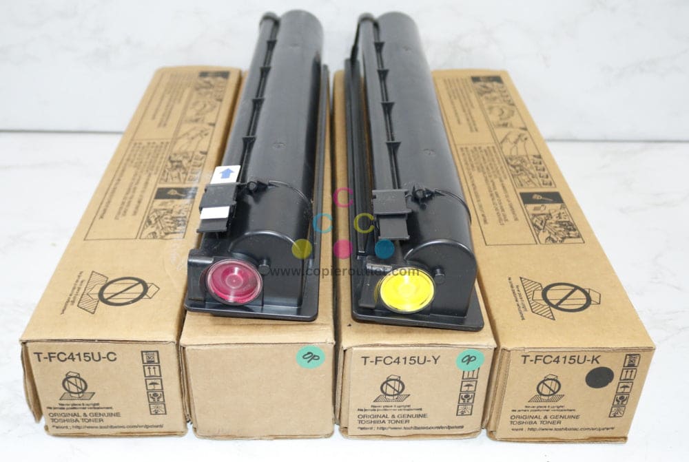 4 OEM Toshiba eSTUDIO2515AC,5015AC T-FC415U CMYK Toners (Open Mag & Yellow)