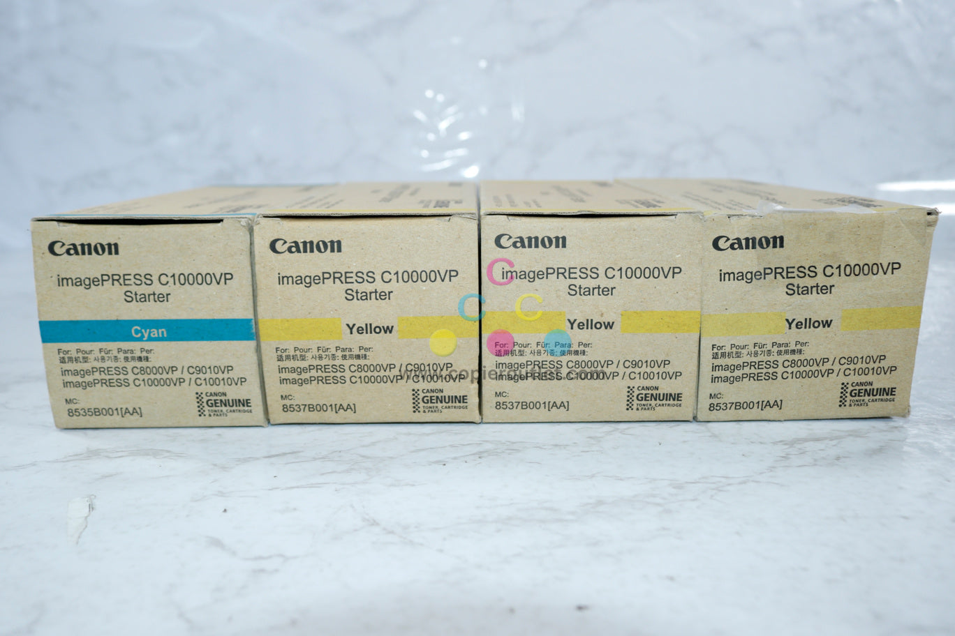 4 OEM Canon iPRESS C1000VP, C8000VP CYYY Starter 8537B001[AA], 8535B001[AA]