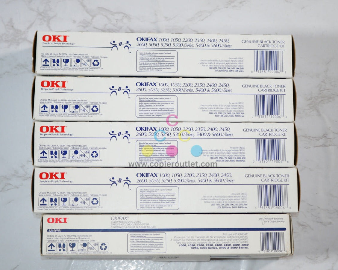 5 OEM OKI OKIFAX 5050,5250,5300,5400,5600 Black Toner Cartridges 52106701