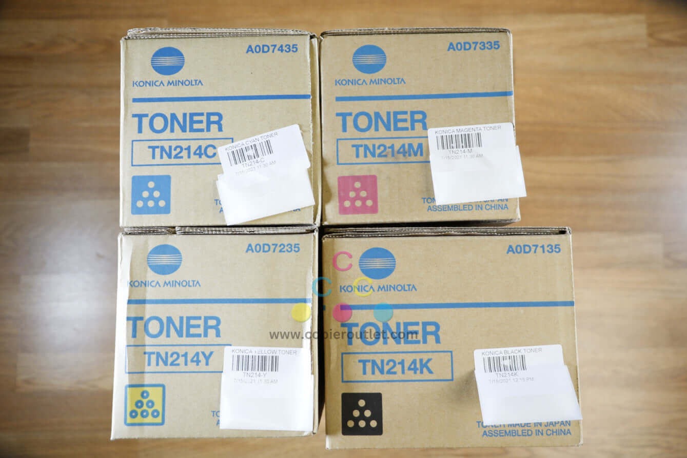 Genuine Konica Minolta TN214 CMYK Toner Cartridge Set BizHub C200/C203/C253