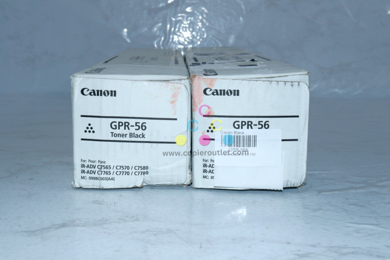 2 New Cosmetic OEM Canon iR ADVANCE C7565i,C7570i,C7580i Black Toners GPR-56K