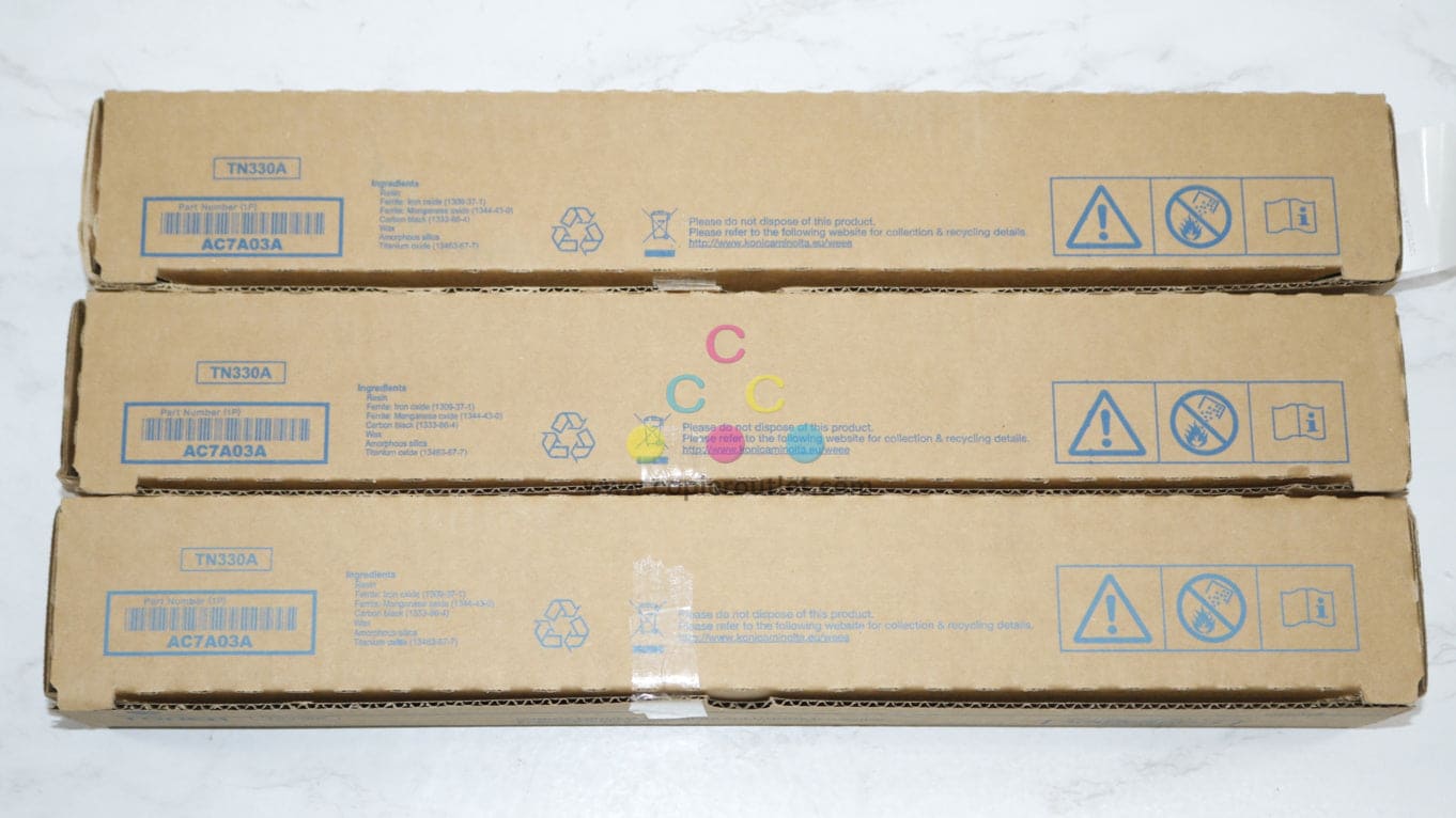 3 New OEM Konica Minolta bizhub 300i,360i Black Toner Cartridges TN330A, AC7A030