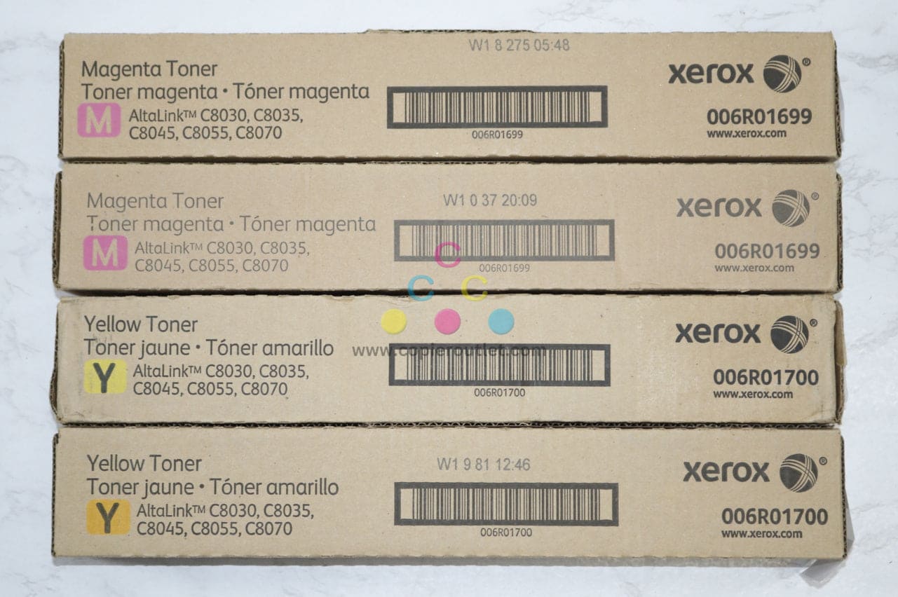 4 New OEM Xerox Altalink C8030, C8035, C8045 MMYY Toners 006R01699, 006R01700