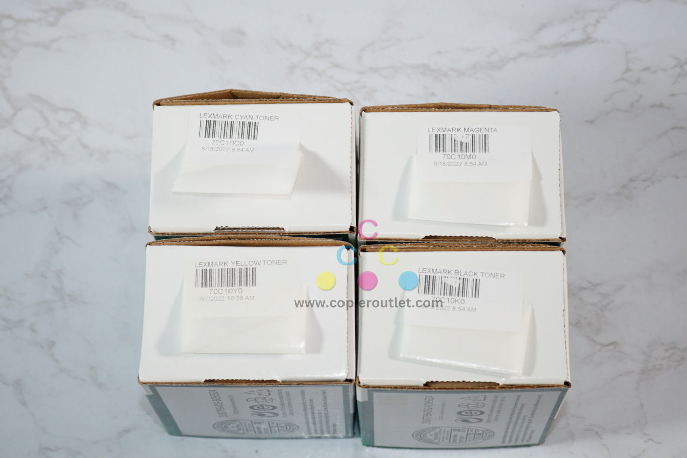 4 New OEM Lexmark CS310, CS410 CMYK Toners 70C10C0, 70C10M0, 70C10Y0, 70C10K0