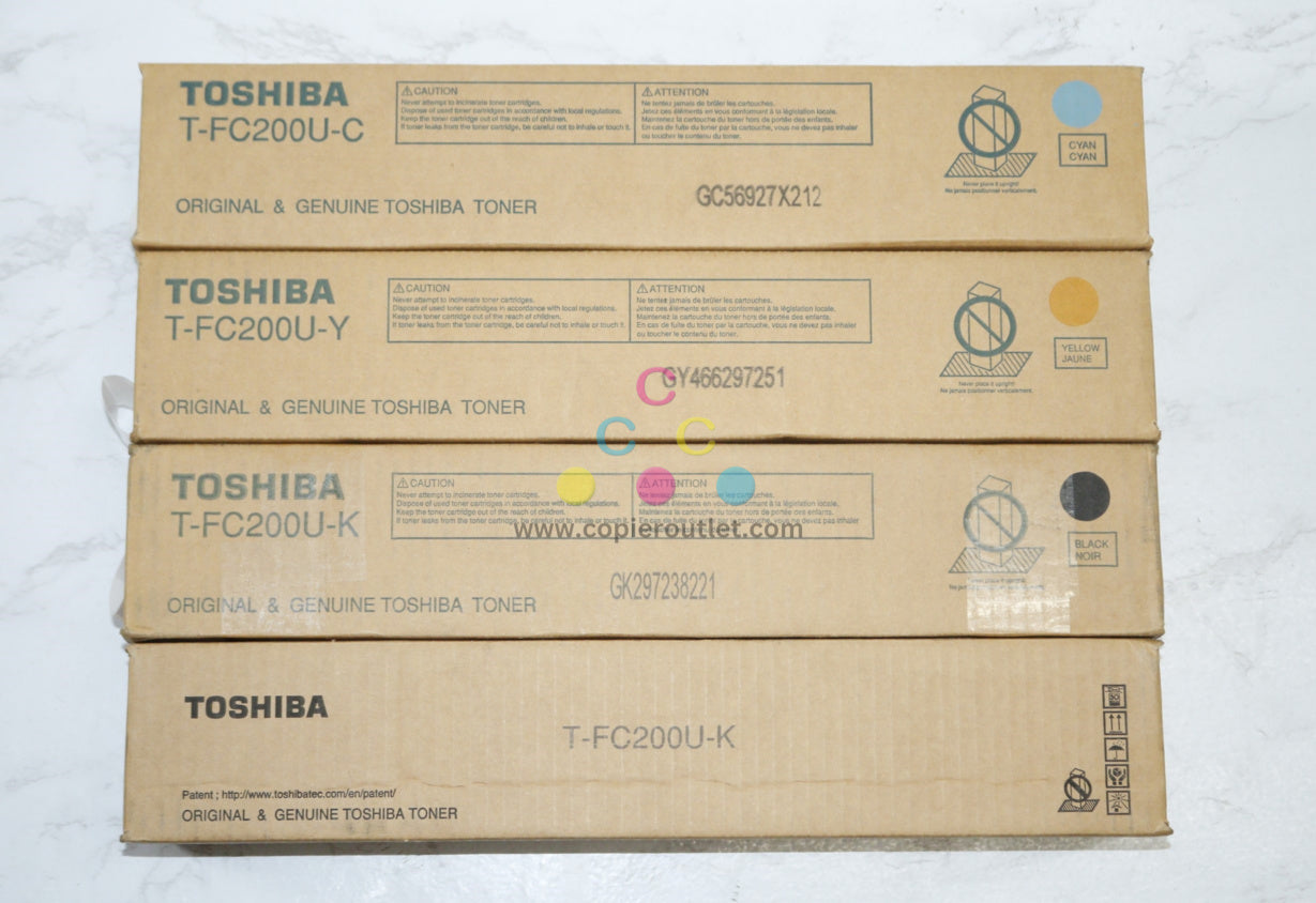 4 New OEM Toshiba e-STUDIO 2000AC/2500AC T-FC200U CYKK Toners Same Day Ship