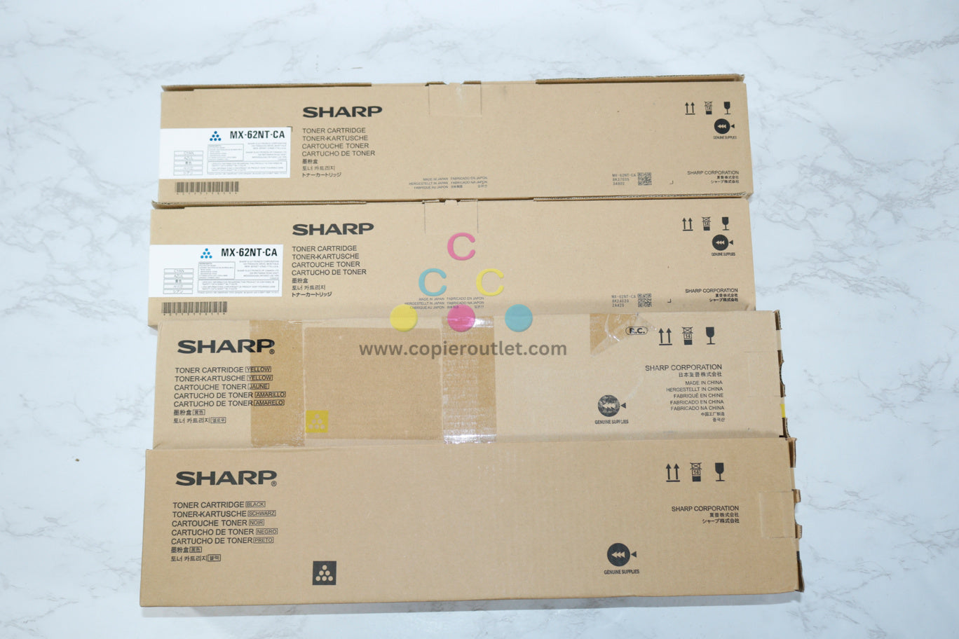 4 New OEM Sharp MX-6240N,6500N,580N,7040N,7090N,7500N MX-62NT CCYK Toners