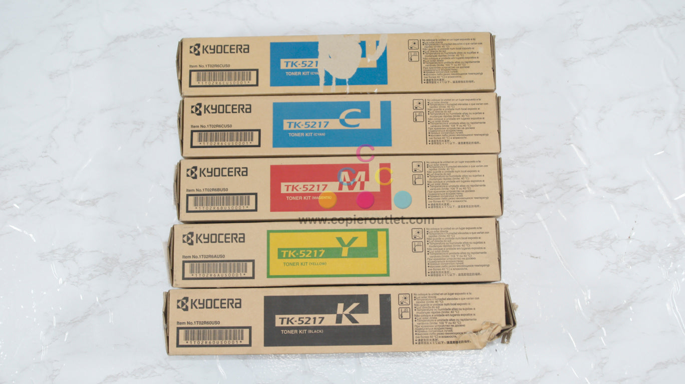 5 Genuine Kyocera TASKalfa 406ci TK-5217 CCMYK Toner Cartridges Same Day Ship