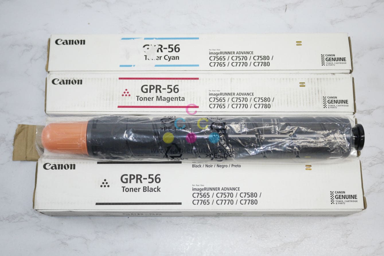 4 OEM Canon iR ADVANCE C7565i,C7570i,C7580i GPR-56 CMYK Toners (Open Yellow)