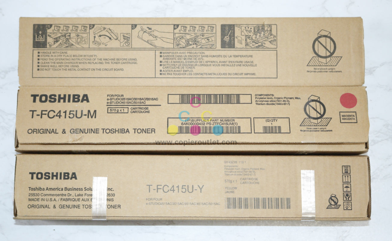 3 OEM Toshiba eStudio 2515AC,3015AC,3515AC,4515AC CMY Toner T-FC415U (Open Magenta)