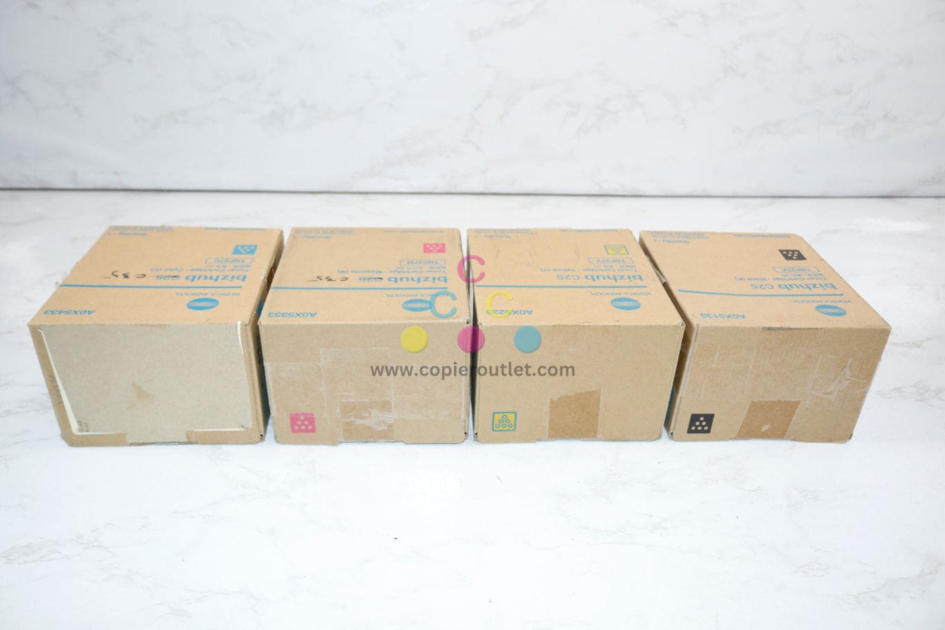4 New Open OEM Konica Minolta Bizhub C25 TNP27 CMYK Toners Same Day Shipping