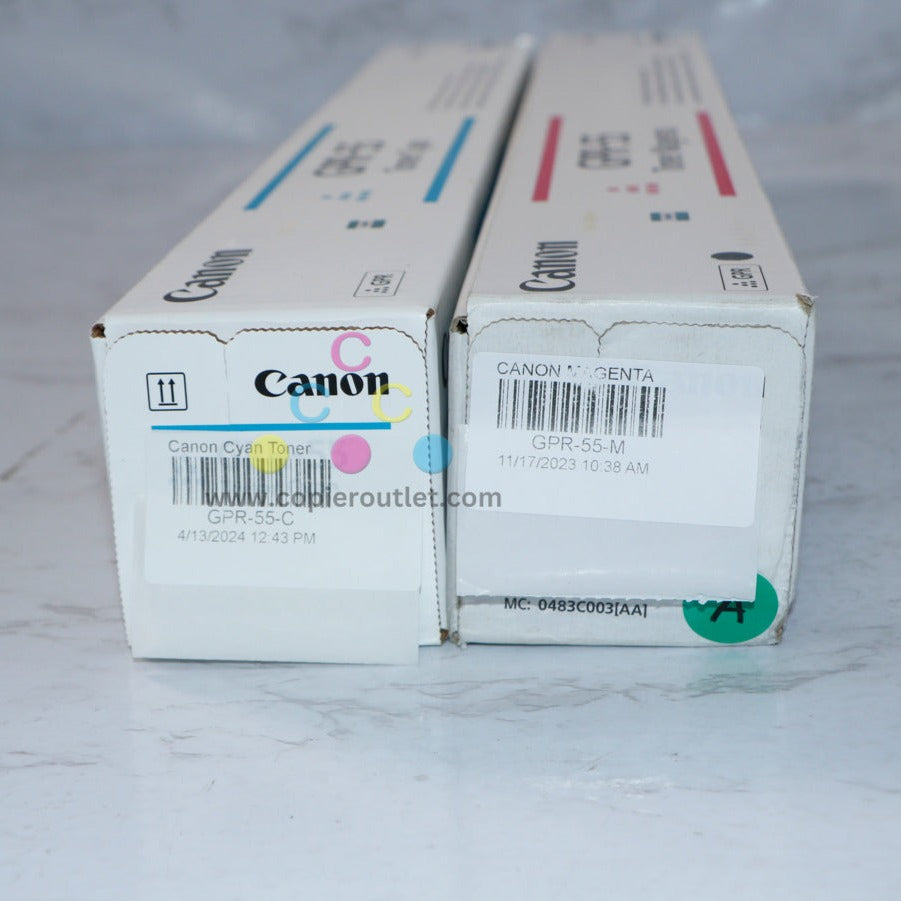 2 New OEM Canon iR-ADV C5535,C5540,C5550,C5560 GPR-55 Cyan & Magenta Toners