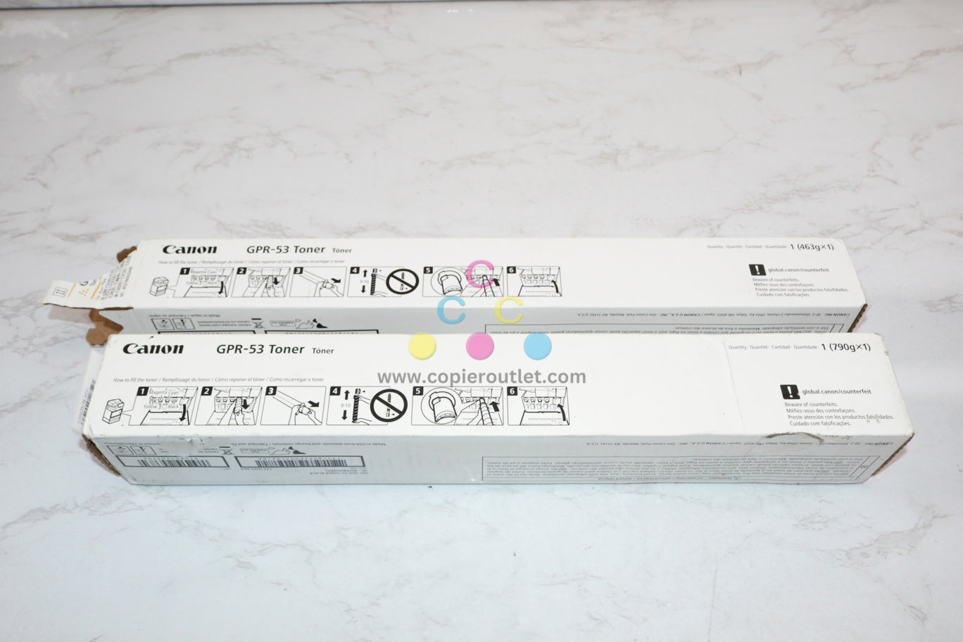 2 OEM Canon iRA C3325,C3330,C3525,C3530 Toners GPR-53Y, GPR-53K (Open Yellow)