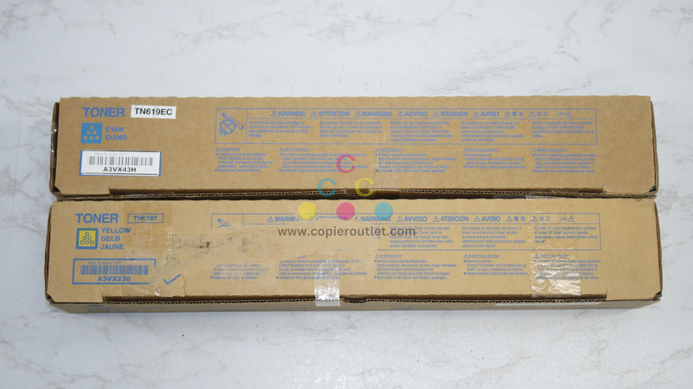 2 OEM Konica AccurioPress C2060,C2070,C3080,C4070 TN619EC, TN619Y Toners